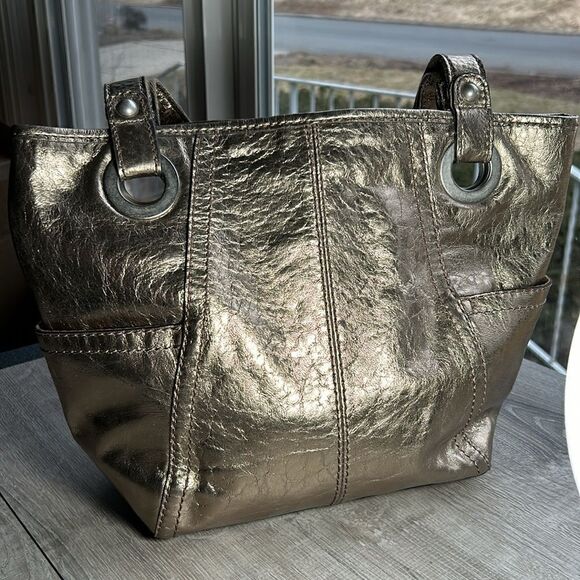 Fossil gold material bag tote purse - Picture 2 of 7